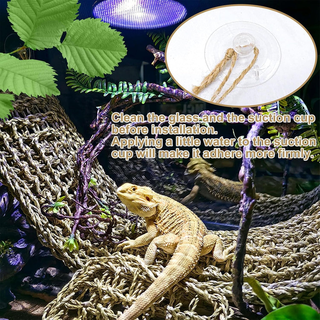 2 Pack Large Bearded Dragon Hammock,30"x7"Lizard Climbing Lounger,Natural Seagrass Reptile Hammocks Tank Accessories