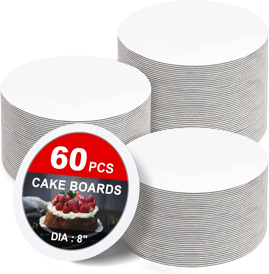 60-Packs Cake Boards 8 inch Round, White Cake Board Rounds