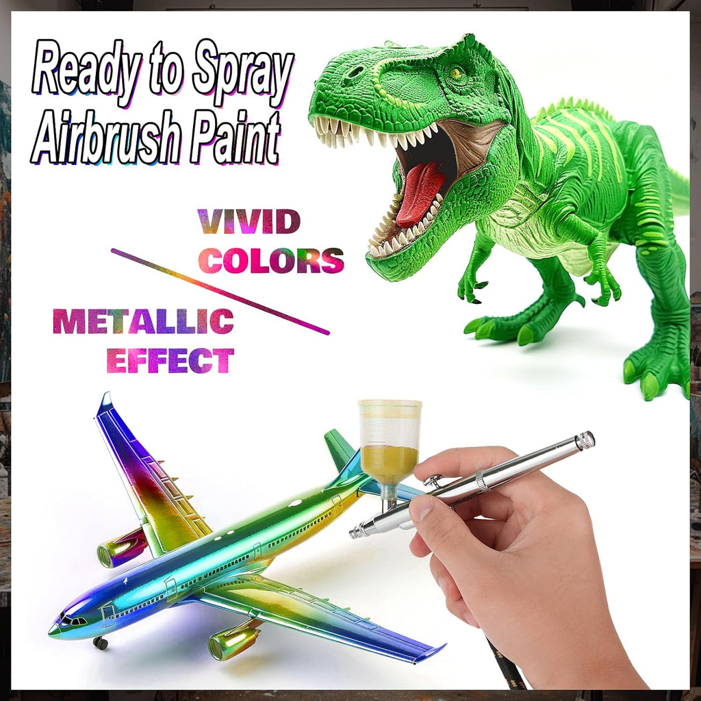 Airbrush Paint, 20 Colors x 20 ml Acrylic Air Brush Paint Kit | Ready to Spray, Water-Based, Opaque & Neon Colors