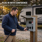 RV Temporary Power Panel, Weatherproof Pre‑Wired Receptacle Box