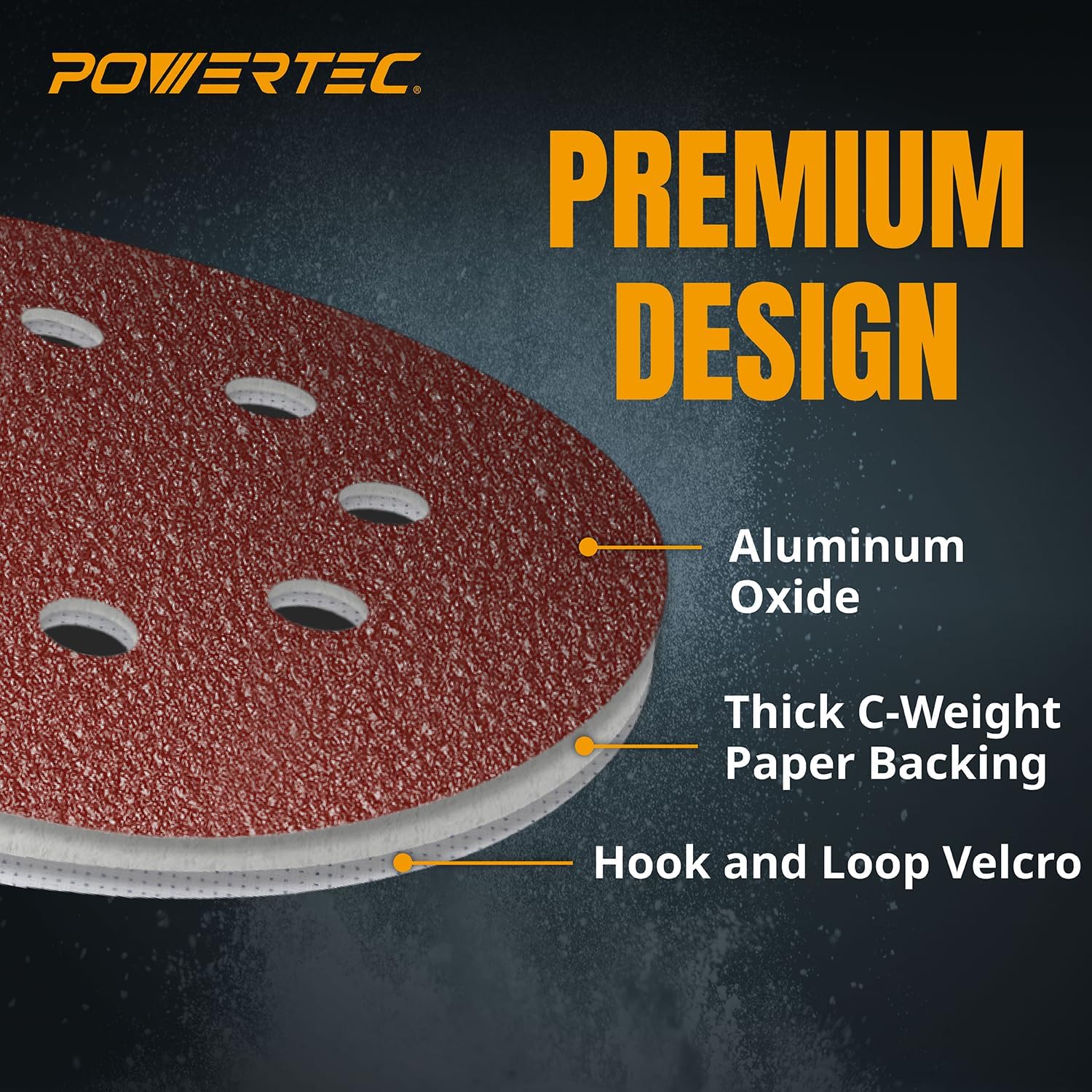 50PK, 40 Grits, Sanding Discs 5 Inch - Hook and Loop, 5 Inch 8 Hole Aluminum Oxide Sandpaper Discs, Woodworking