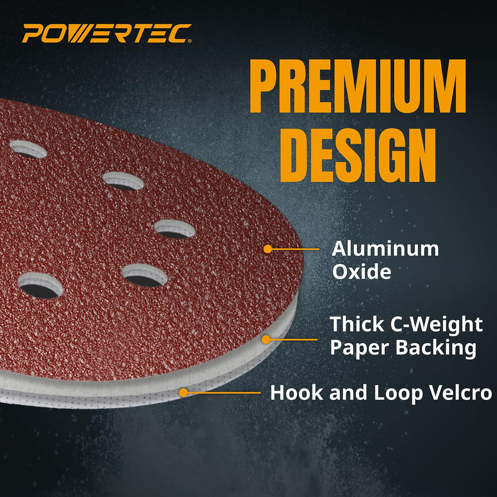 25PK, 40 Grits, Sanding Discs 5 Inch - Hook and Loop, 5 Inch 8 Hole Aluminum Oxide Sandpaper Discs, Woodworking