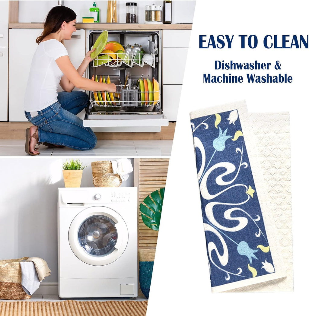 9 Pcs Blue Swedish Kitchen Dishcloths Reusable Hand Towels