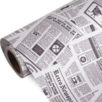 Kraft Retro Newspaper Wrapping Paper Roll - Mini Roll - 17 Inch x 16.5 Feet - Vintage Black and White Newspaper