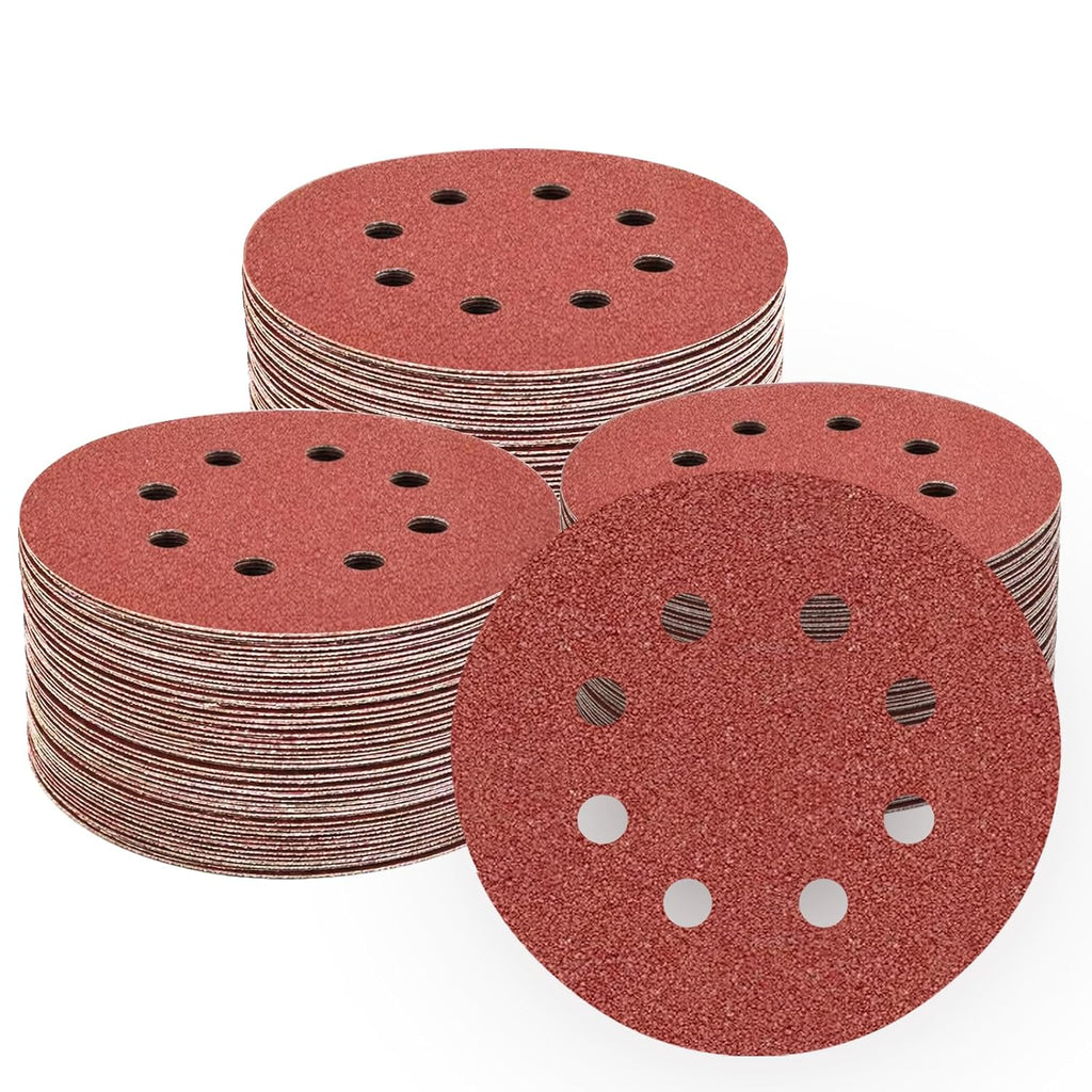 Sanding Discs Set 180-Piece, 5 Inch 8 Hole Hook and Loop Sandpaper for Random Orbital Sander 40 60 80 120 150 240 320