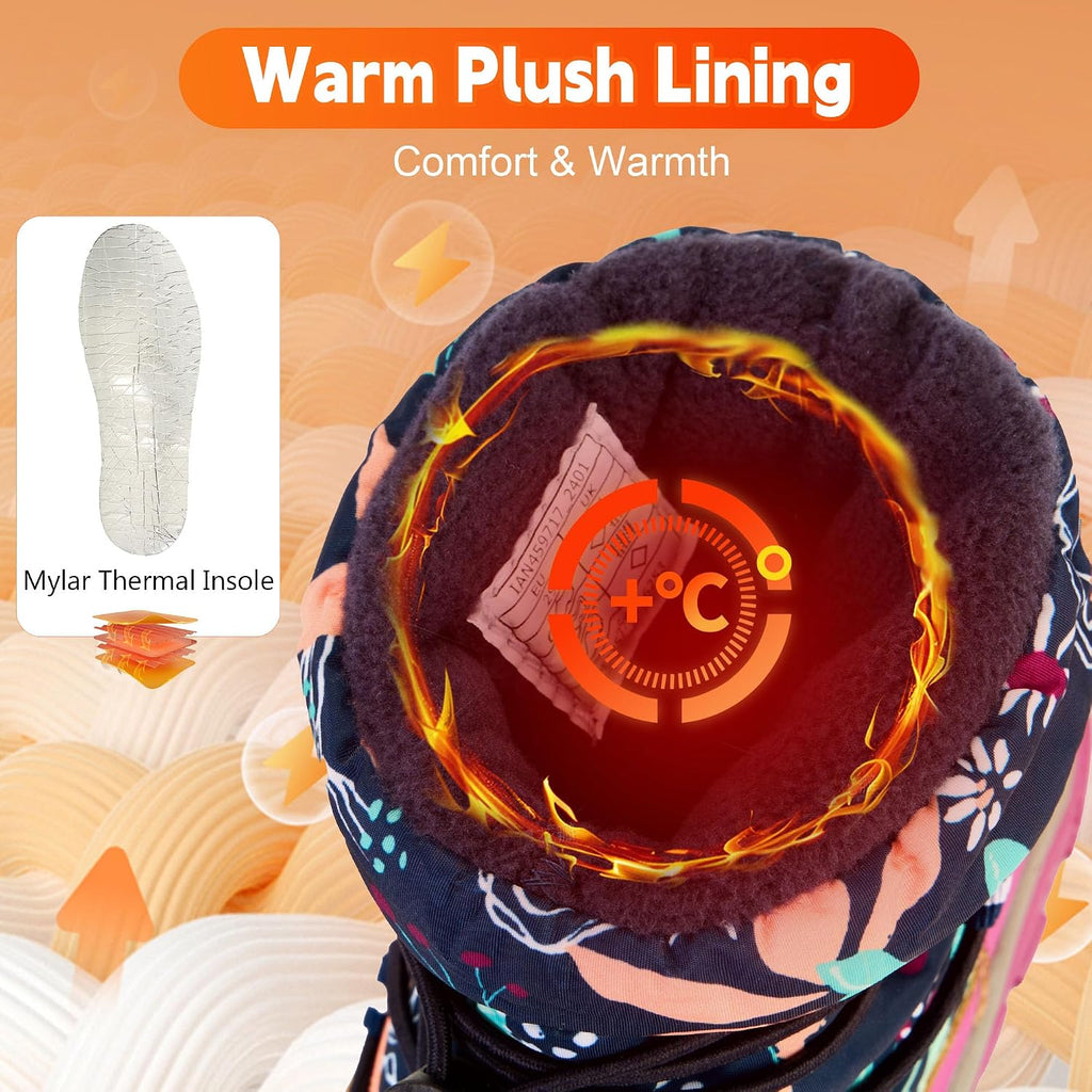 Toddler Snow Boots Boys Girls Winter Shoes Waterproof Slip Resistant Outdoor Warm Boots for Little Kids