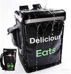 Insulated Food Delivery Backpack with 3 Inner Spaces & 4 Pockets & Reflective Strip, Large Capacity, Leakproof, 4 Cup