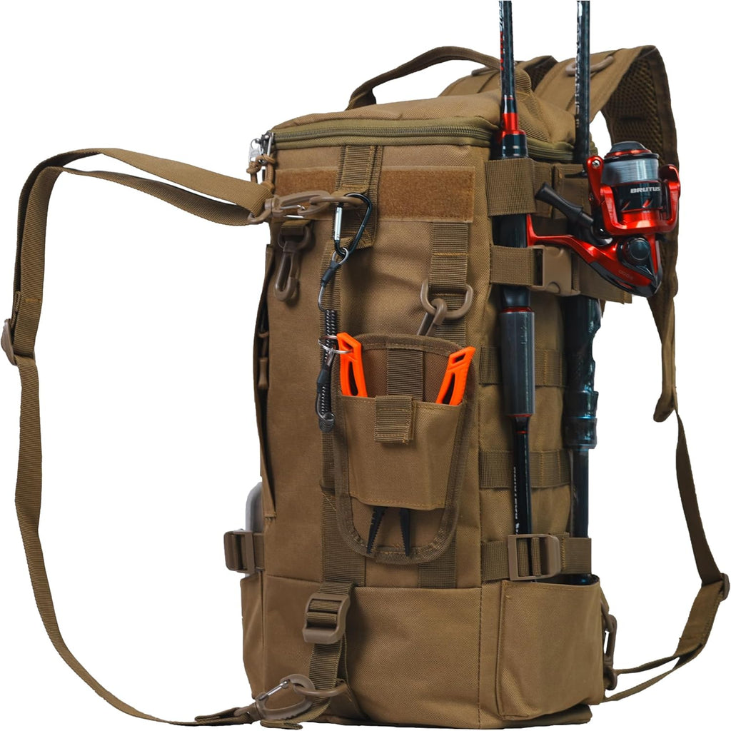 Small Fishing Bag Tackle Backpack with Rod Holder Lightweight Backpack for Fishing Hiking Kayaking Outdoor Gear