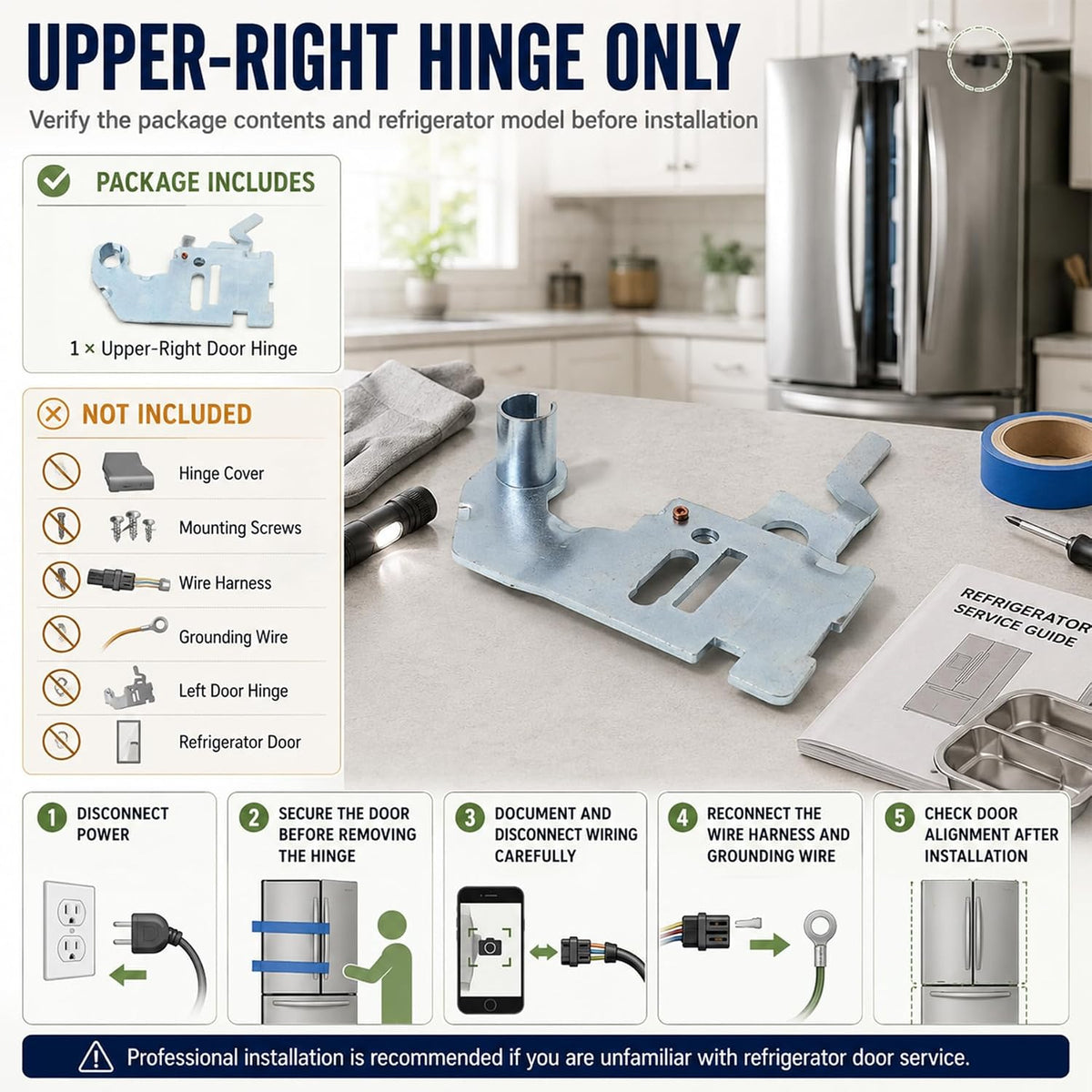 AEH74216502 Upper Door Hinge Replacement for LG Refrigerator