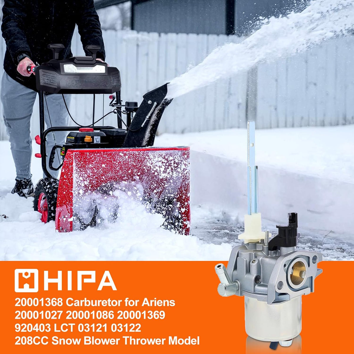 Hipa 20001368 Carburetor Kit for Arien 20001027 920025 920021 Snow Blower
