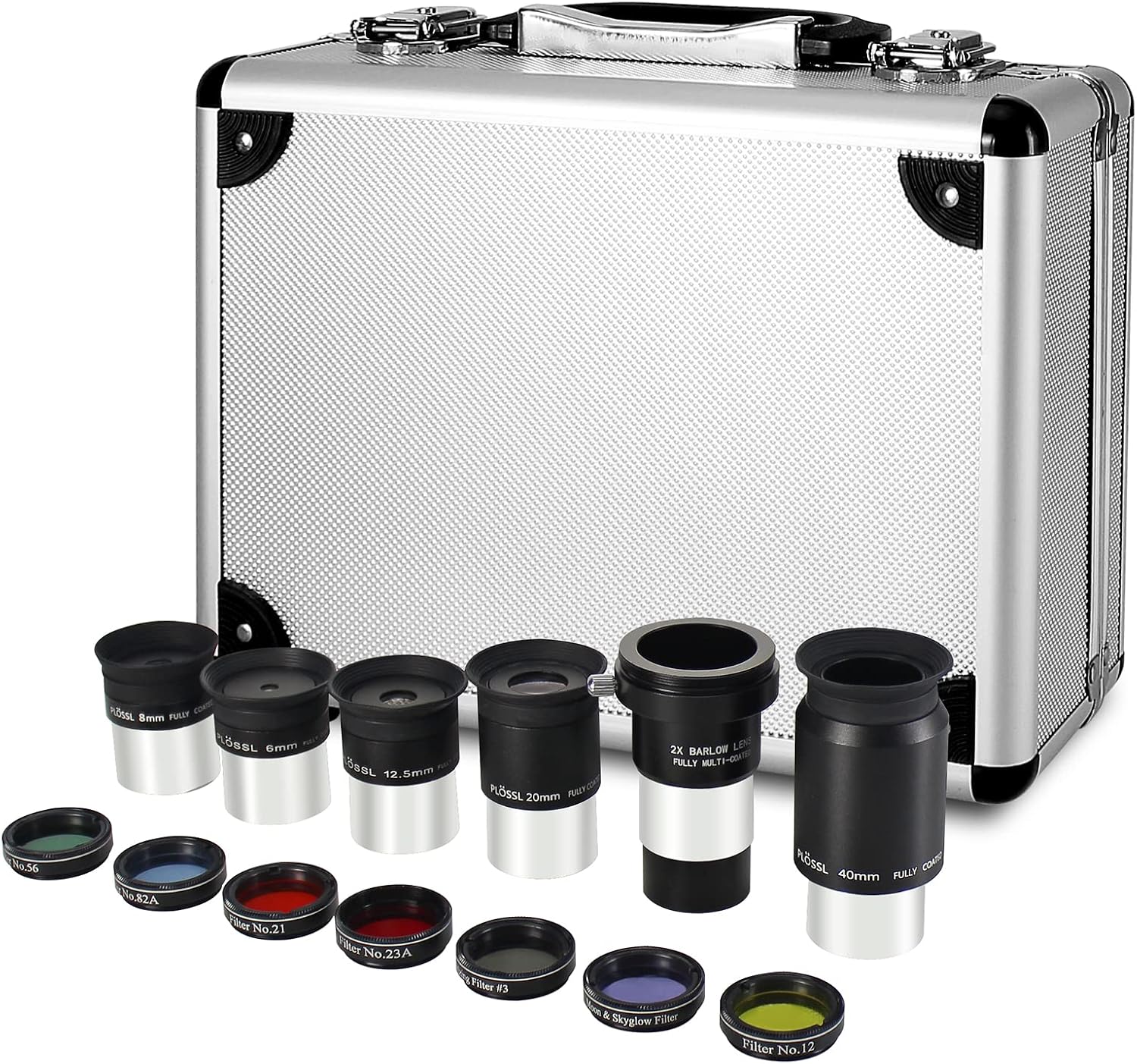 Telescope Accessory Kit - 1.25" Telescope Eyepiece and Filter Set with a Sturdy Carry Case - Five Plossl Eyepieces