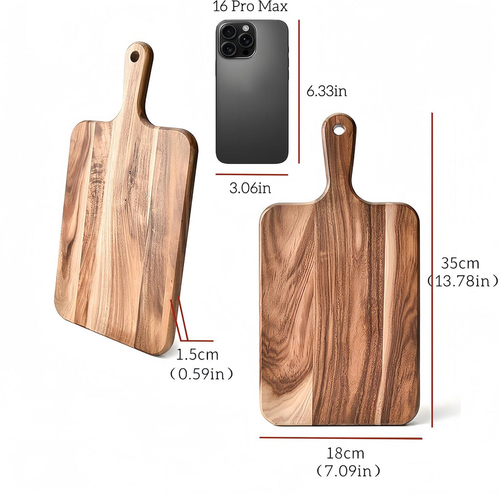 Acacia Cutting Board with Handle, 14 x 7 Inch Charcuterie Serving Board