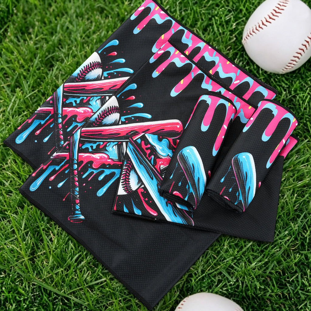 12 Pcs Baseball Cooling Towels Baseball Drip (Black)