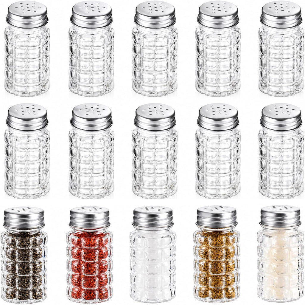 16 Pack Salt and Pepper Shakers Set, Retro Glass Salt Shakers