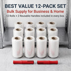 5" Mini Stretch Film Wrap 12 Pack with 2 Handles for Moving Packing