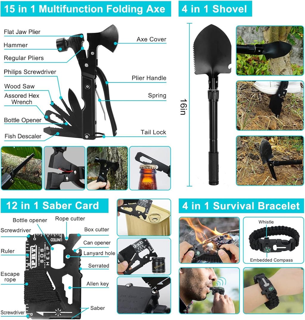 Survival Gear Professional Kit and Large Camping Backpack,First Aid Kit for Adventure Outdoor Hiking Accessories