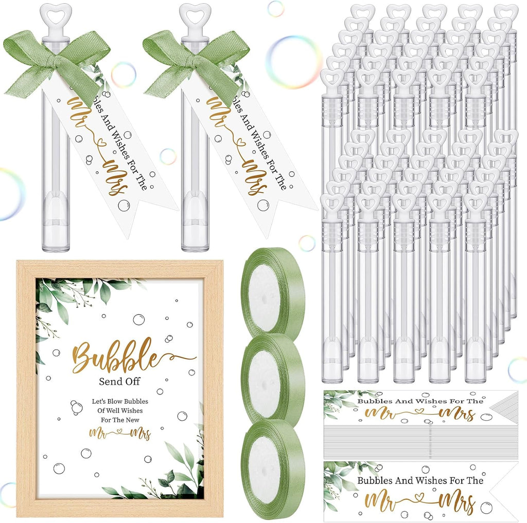 405 Pcs Wedding Send Off Bubble Ideas Set,Sage Green