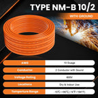 10FT 10/2 NM-B Wire with Ground 10/2 Electrical Wire 10/2 W/G Cable NMB