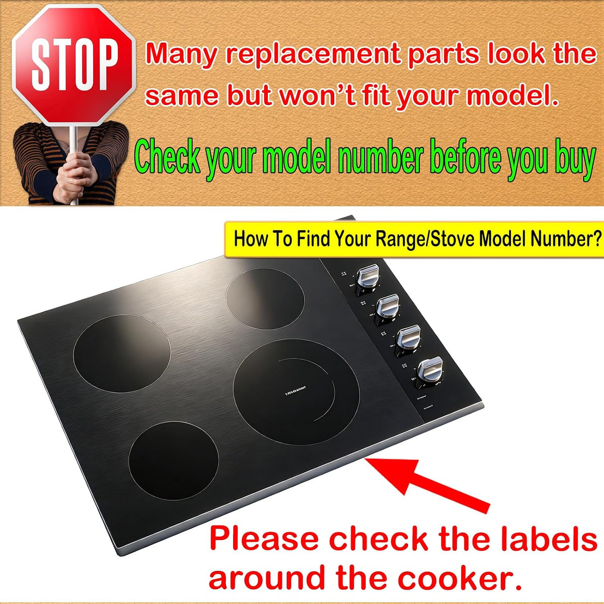 Upgraded Metal W11418244 for Whirlpool Stove Knobs Replacements,Stainless Steel Brushed,Compatible with Electric Cooktop Model:WCE55US0HB00,WCE77US0HB00,Direct fit Parts:W11130627,W11222054