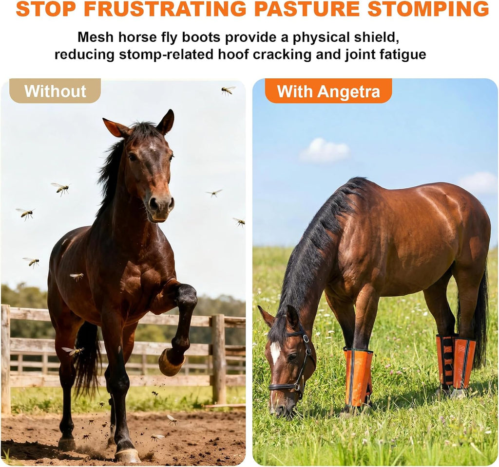 Horse Fly Boots Set of 4, Breathable Mesh Protectores para Caballos, Lightweight Fly Protection for Horse Legs