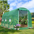 Walk-in Greenhouse Upgraded Green House with Zippered Screen Doors & 6 Screen Windows Heavy Duty Plastic Plant Warm