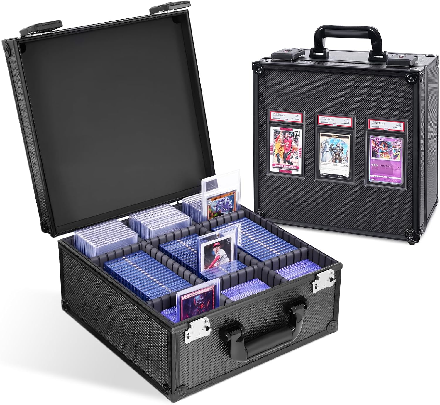 Black Graded Card Storage Box, TSA Lock Slab Case, Display Window | Aluminum Alloy Graded Card Case, Trading Storage