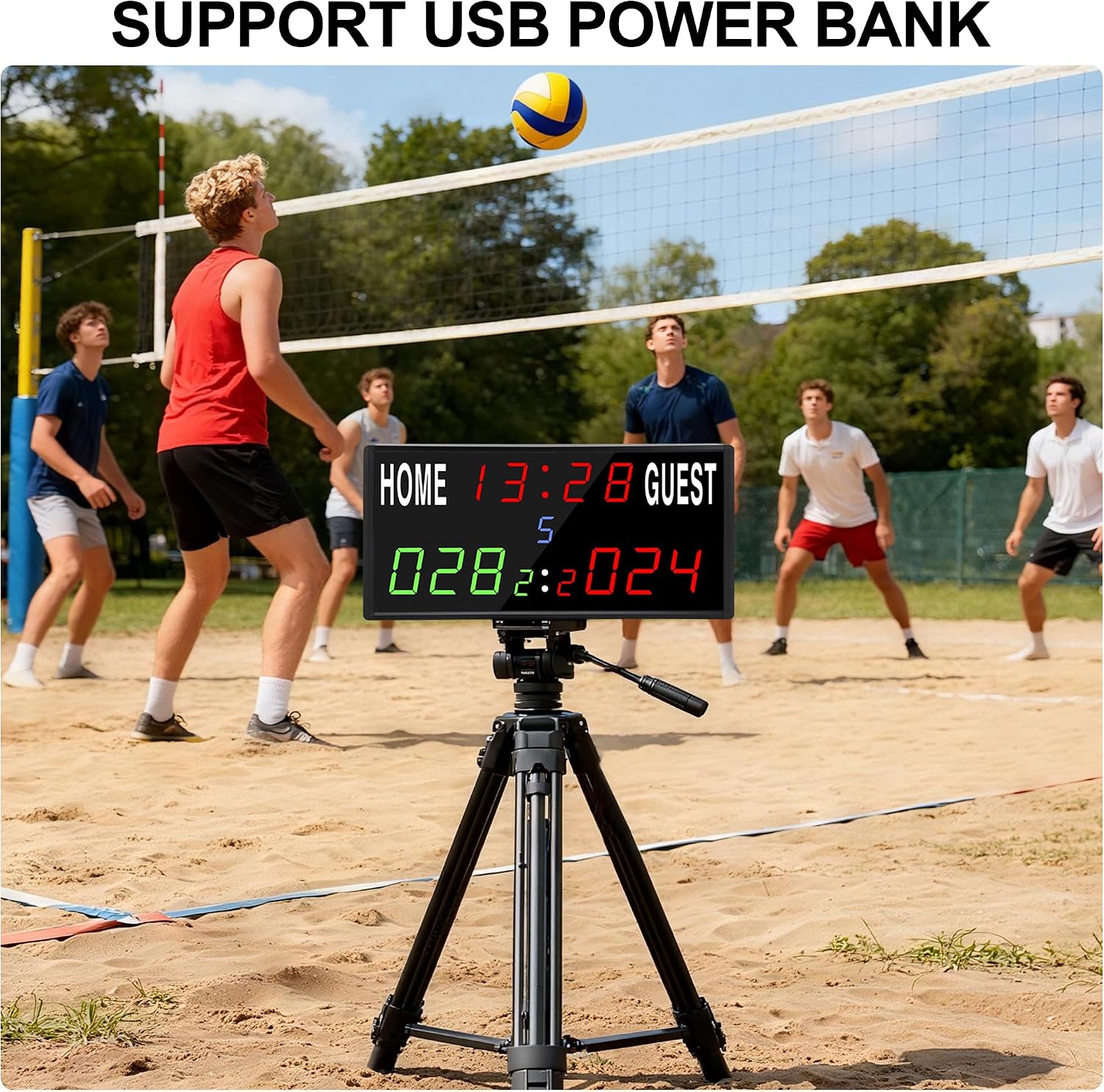 LED Electronic Scoreboard Digital Score Keeper with Remote/Timer/Shot Clock | Basketball Scoreboard with 40-Foot