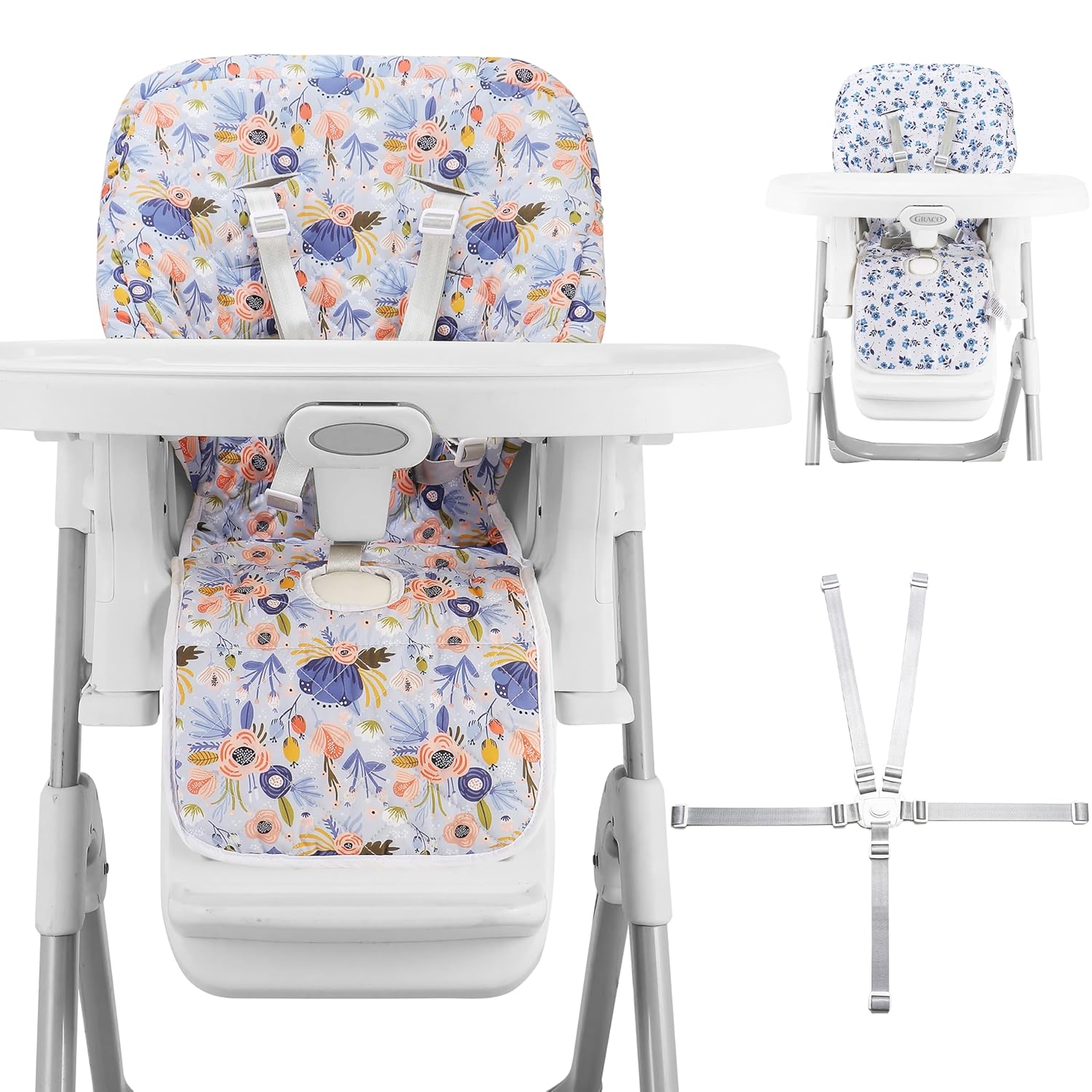 Baby High Chair Cover Replacement, Reversible & Waterproof High Chair Cushion Pad Home & Restaurant use, Includes