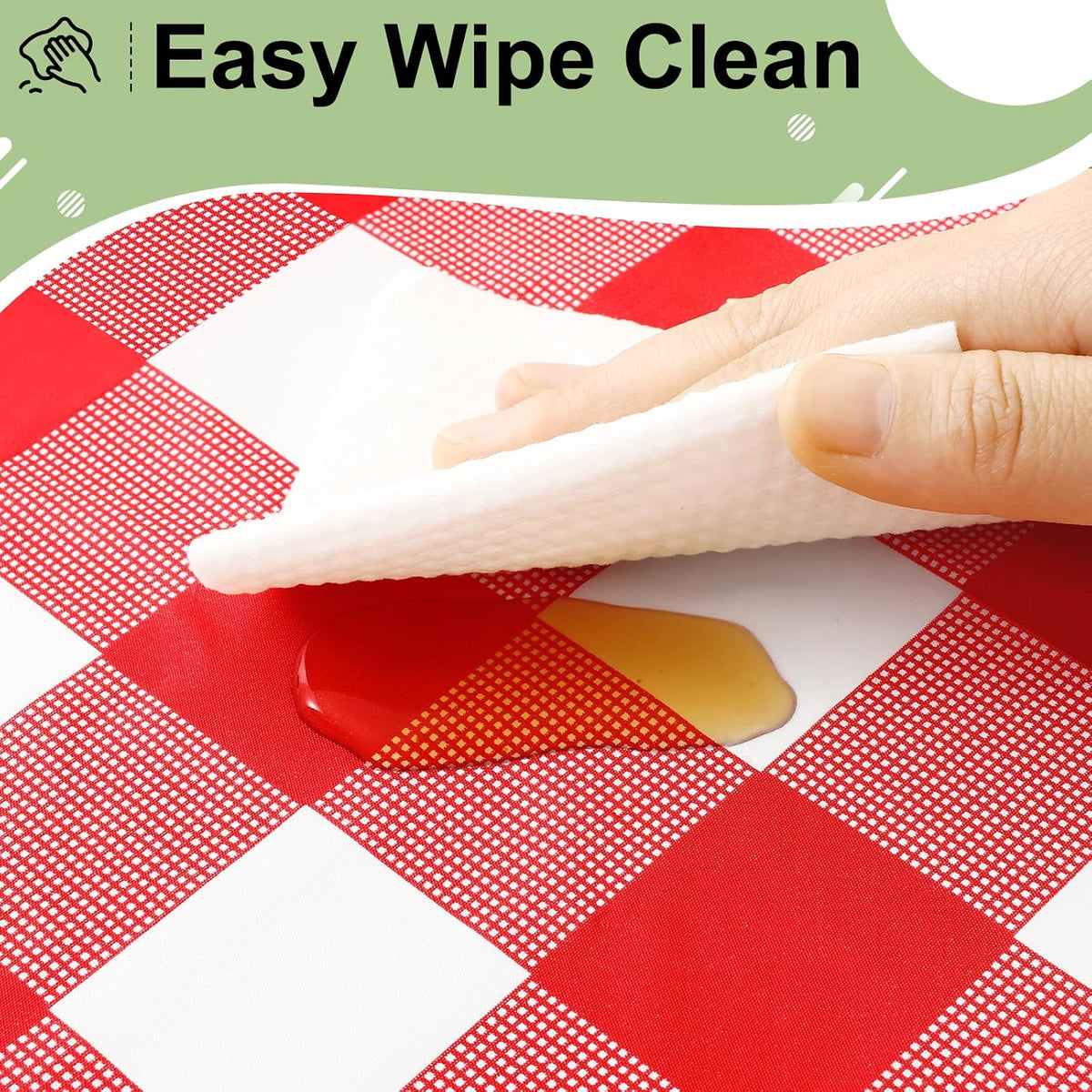 4 Packs Buffalo Disposable Table Cloth, 54 x 108 Inch Waterproof Plastic Tablecloth, Rectangle Red and White