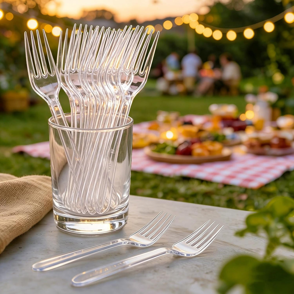 360 Count Clear Disposable Plastic Forks Heavy Duty Cutlery Set