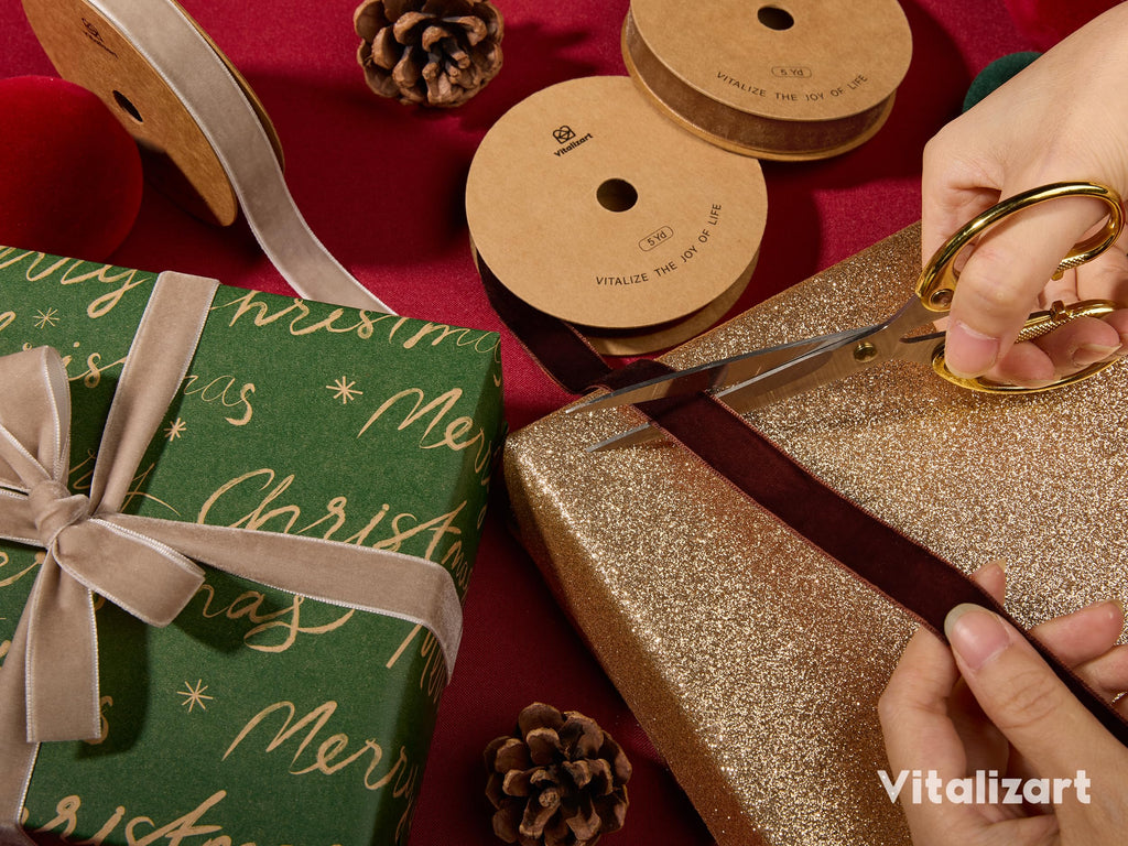 Brown Velvet Ribbon 5/8" Christmas Ribbon Set Plush Texture