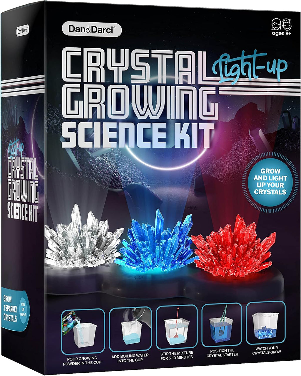 Light-up Crystal Growing Kit for Kids - Science Kits for Kids Age 8-12 - 6 7 8 9 10 Year Old Boy Birthday Gifts
