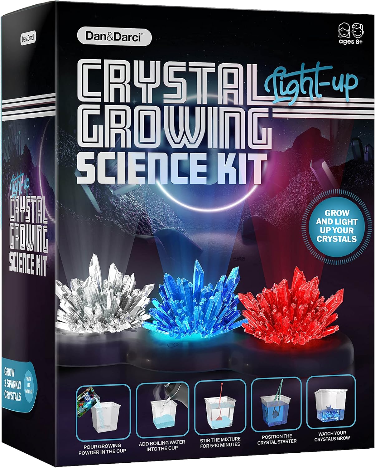 Light-up Crystal Growing Kit for Kids - Science Kits for Kids Age 8-12 - 6 7 8 9 10 Year Old Boy Birthday Gifts