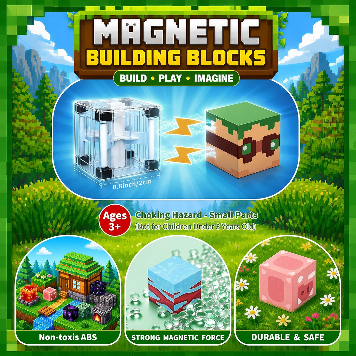 Magnetic Building Blocks Set Cube World - 200PCS Magnet Building Block Cube
