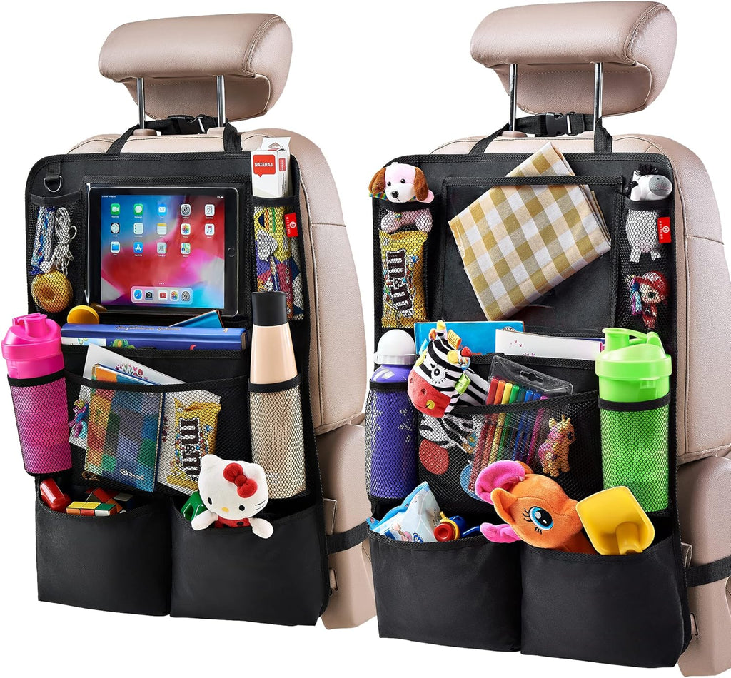 Backseat Car Organizer, Kick Mats Back Seat Protector with Touch Screen Tablet Holder, Back Seat Organizer for Kids