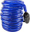 Coiled Security Cable Lock (5ft to 25ft) with Combination, 15ft | Weatherproof, Resettable Combination