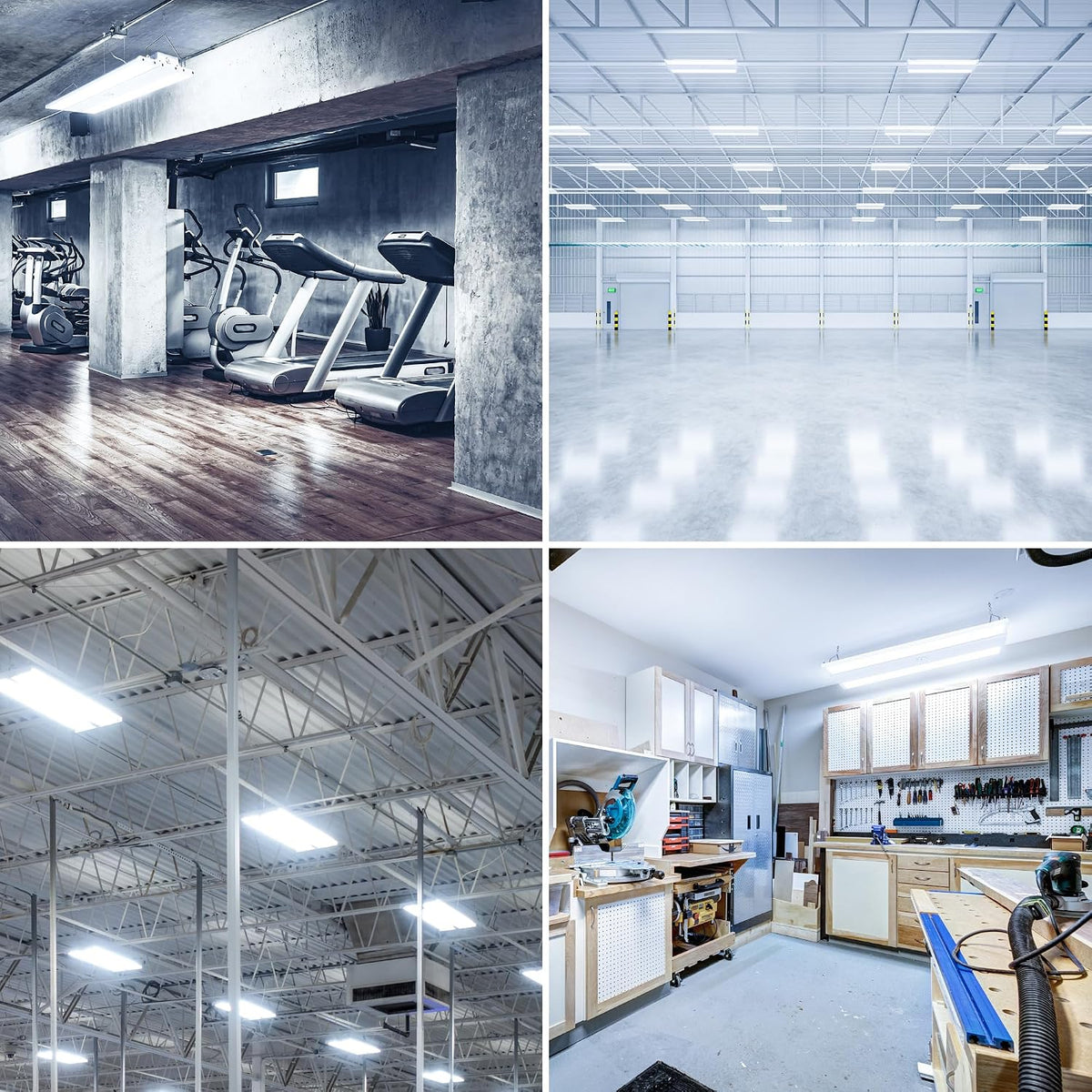 Sunco 2 Pack LED 2 Foot Linear High Bay Warehouse Lights, 110W, Dimmable