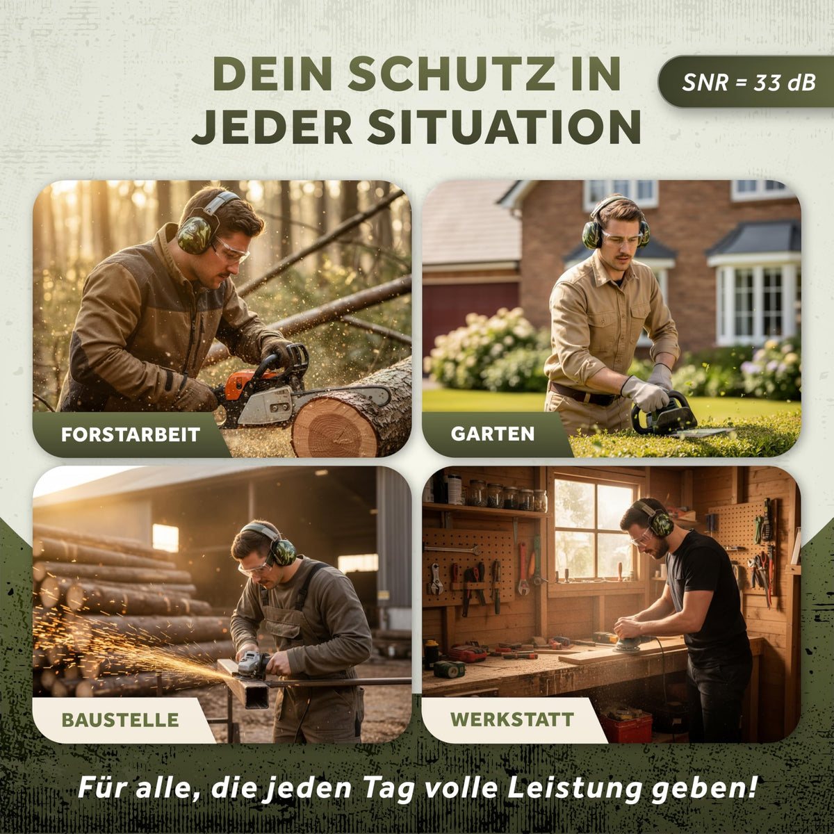 Work+ Shooting & Construction Ear Protection Ear Muffs, Adult