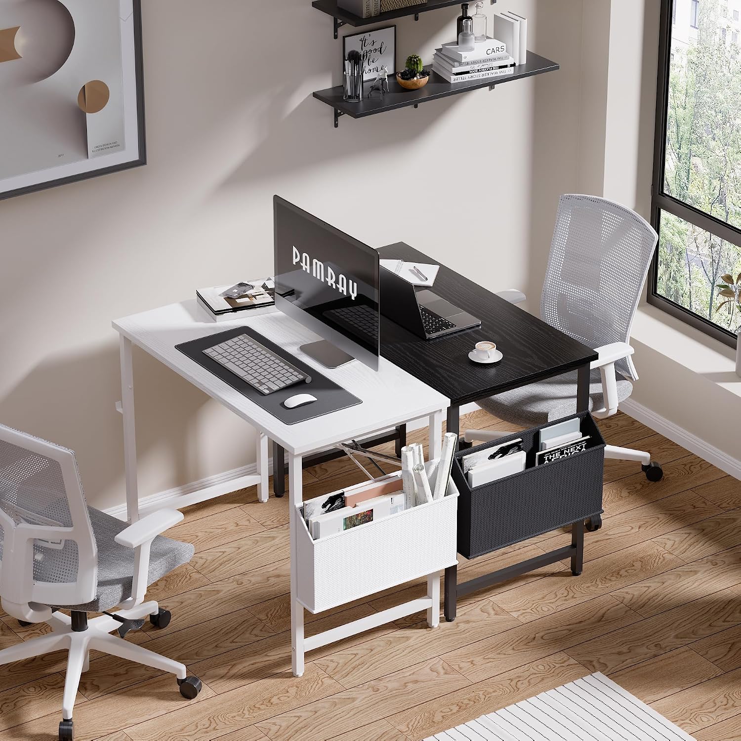 32 Inch Computer Desk for Small Spaces with Storage Bag, Home Office Work Desk with Headphone Hook, Small Office Desk