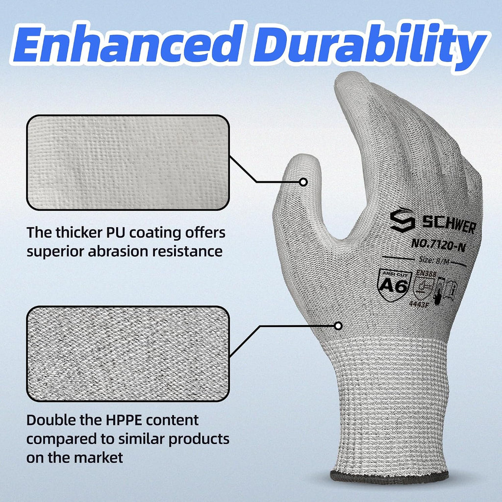 3 Pairs A6/A7 (Send Randomly) Cut Resistant Work Gloves, CR7120, L
