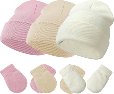 Baby Hats and Mittens Set Infant Toddler Beanie Cap Newborn Gloves for Baby