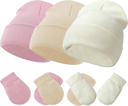 Baby Hats and Mittens Set Infant Toddler Beanie Cap Newborn Gloves for Baby
