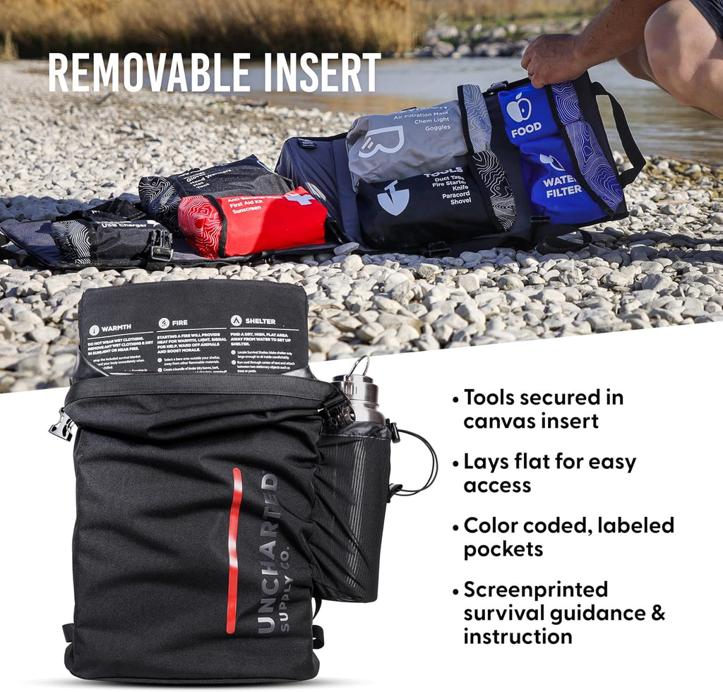 Emergency Survival Kit – Seventy2 Core by Uncharted Supply Co, Waterproof Backpack Bug-Out Bag with First Aid, Tools