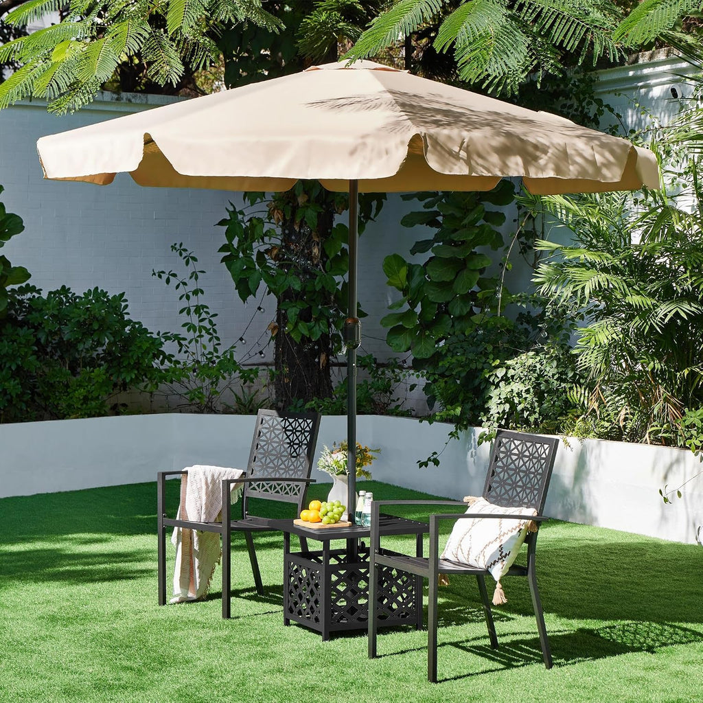 Metal Patio Chairs Set of 2 Steel Stackable Dining Chairs