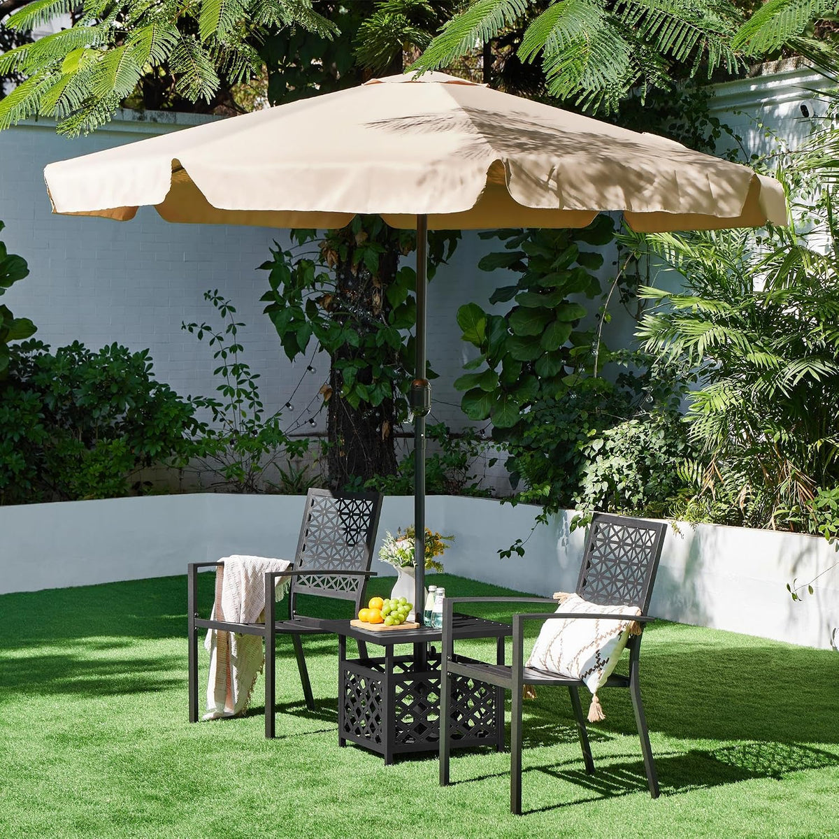 Metal Patio Chairs Set of 2 Steel Stackable Dining Chairs