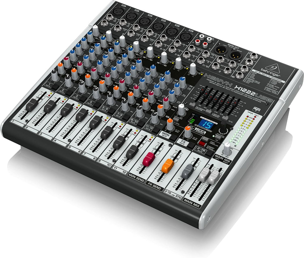 XENYX X1222USB Premium 16-Input 2/2-Bus Mixer with XENYX Mic Preamps and Compressors, British EQ, 24-Bit Multi-FX