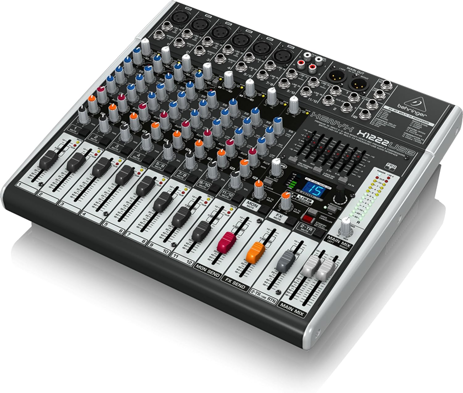 XENYX X1222USB Premium 16-Input 2/2-Bus Mixer with XENYX Mic Preamps and Compressors, British EQ, 24-Bit Multi-FX