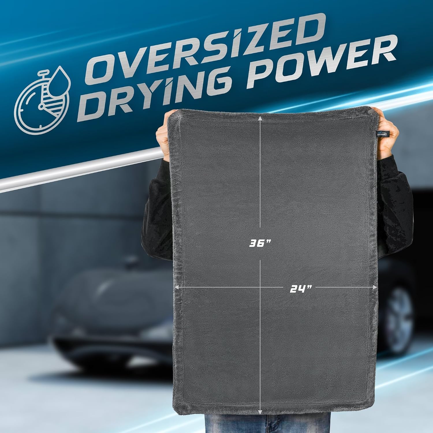Car Drying Towel 24"x36" 1400GSM Edgeless Microfiber Towel, Ultra-Absorbent Auto Detailing Towel with Twisted-Loop