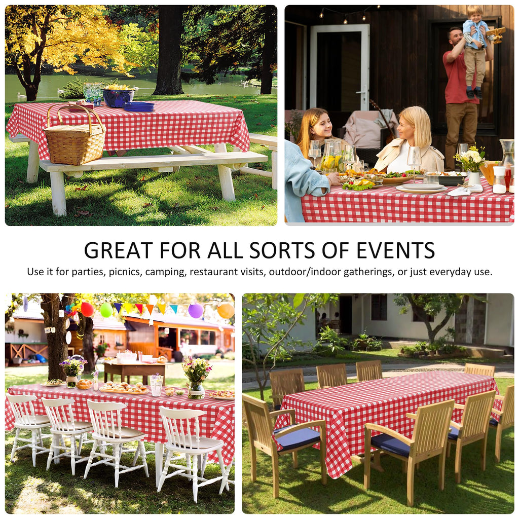 Vinyl Tablecloth with Flannel Backing-Gingham Rectangle 8 Foot Table Cloth