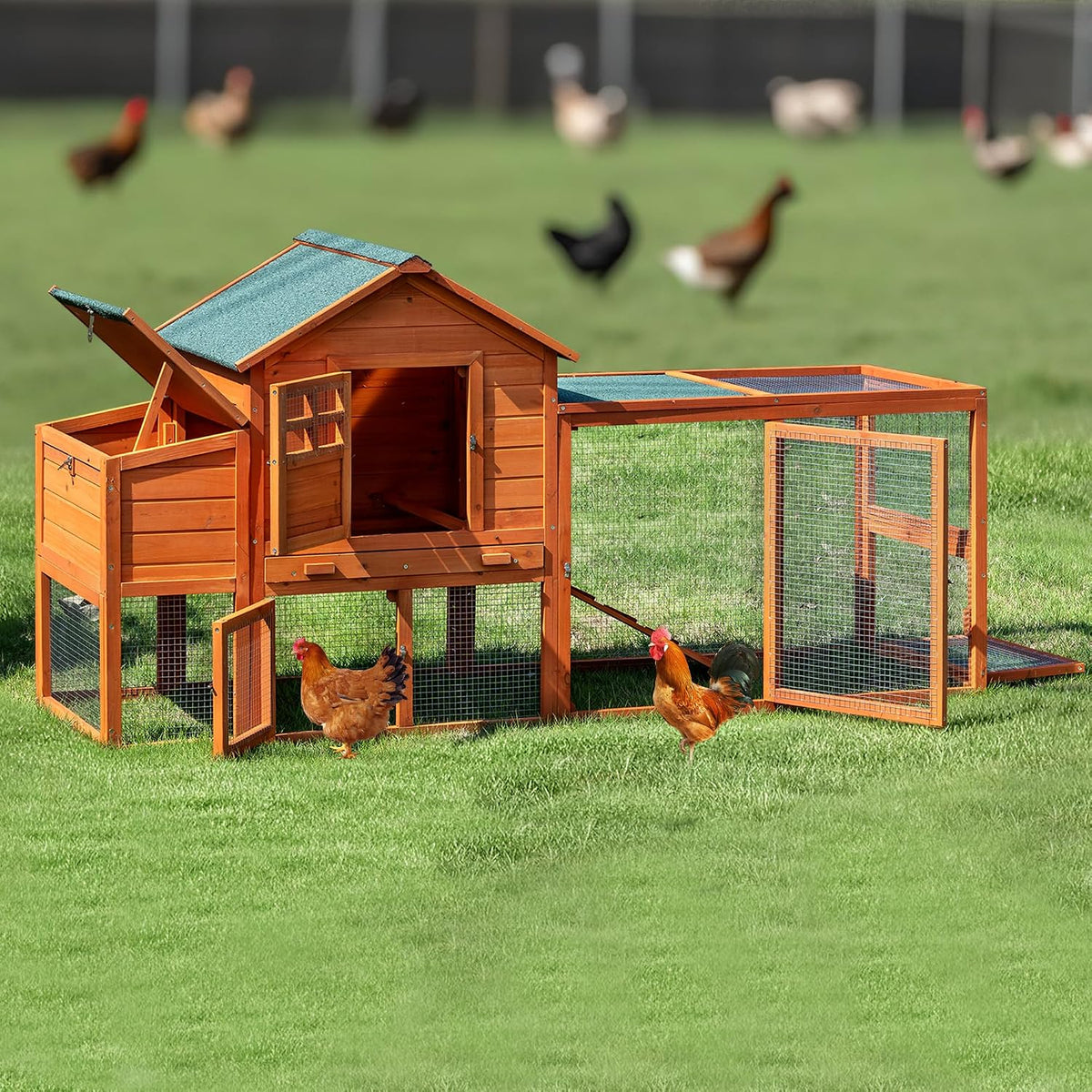 Large Chicken Coop Outdoor Wooden Duck Hen House Poultry Pet Cage 79"